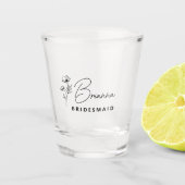 Einfache moderne Personalisierte Bridesmaid-Floral Schnapsglas (Vorderseite)