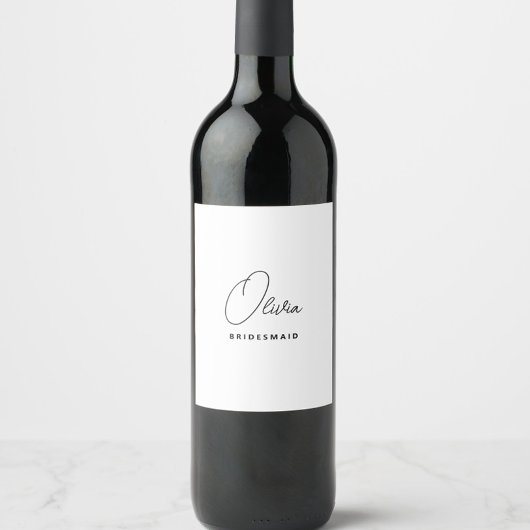 Einfache, moderne Personalisierte Bridesmaid-Initi Weinetikett