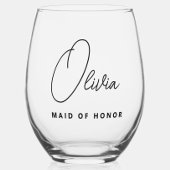 Einfache, moderne Personalisierte Bridesmaid-Initi Weinglas Ohne Stiel