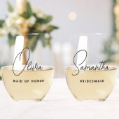 Einfache, moderne Personalisierte Bridesmaid-Initi Weinglas Ohne Stiel
