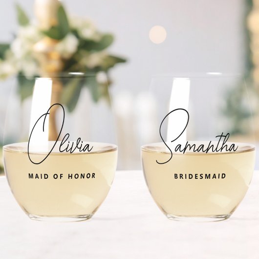 Einfache, moderne Personalisierte Bridesmaid-Initi Weinglas Ohne Stiel