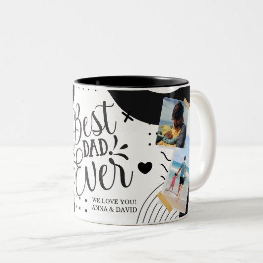 Einfache moderne Personalisierte FotoCollage BEST  Zweifarbige Tasse (VorderseiteRechts)