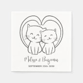 Einfache moderne Personalisierte Hauskatze Hochzei Serviette (Vorderseite)