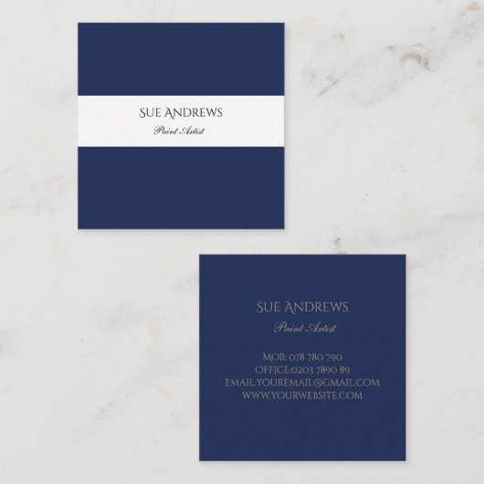 Einfache moderne Personalisierte Marine Quadratische Visitenkarte (Vorne/Hinten)