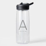 Einfache moderne Personalisierte Mit Monogramm Trinkflasche<br><div class="desc">Einfache und moderne personalisierte Initial-Monogramm und Name auf einer durchsichtigen Plastikflasche,  die in einem dezenten und eleganten,  beruflich aussehenden Namen gedruckt ist und sich perfekt für Jungen,  Teenager und Menschen eignet,  die subtilere Designs Liebe haben.</div>