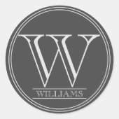 Einfache, moderne Personalisierte Monogramm und Na Runder Aufkleber (Vorderseite)