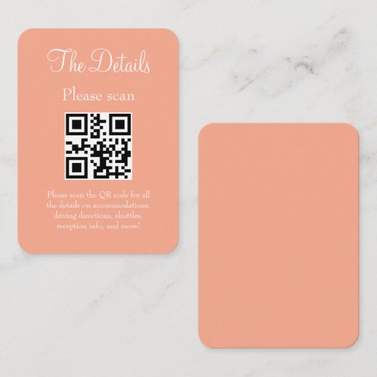 Einfache, moderne Pfirsichbriefe mit QR-Code Begleitkarte (Vorne/Hinten)