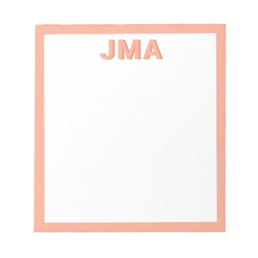 Einfache, moderne Pfirsichmonogramm Notizblock (Vorderseite)