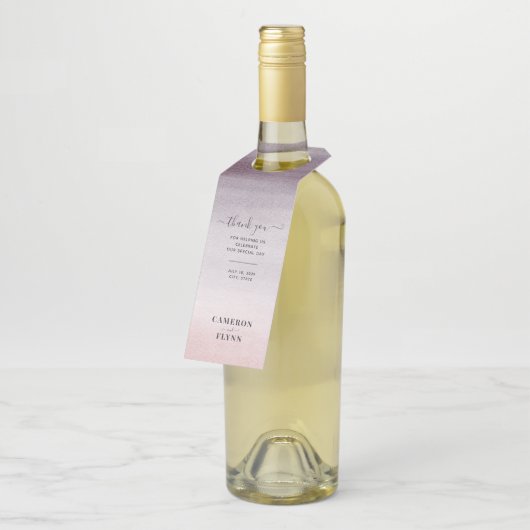 Einfache moderne Pflaume & Pink Wasserfarbe Ombre  Flaschenanhänger (Angewinkelt)