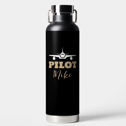 Einfache moderne PILOT-Typografie, Gold Black, kun Trinkflasche (Vorderseite)