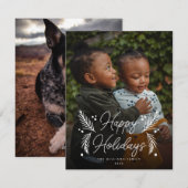 Einfache moderne Pine Berry Foto Feiertagskarte (Vorne/Hinten)
