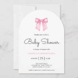 Einfache, moderne Pink Bow Baby Dusche Einladung