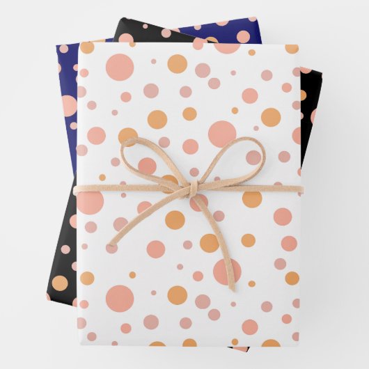 Einfache, moderne Pink- und Pfirsichpolka-Stelle Geschenkpapier Set (Beispiel)