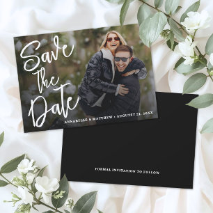 Einfache moderne Pinsel-Schrift-Foto-Hochzeit Save The Date