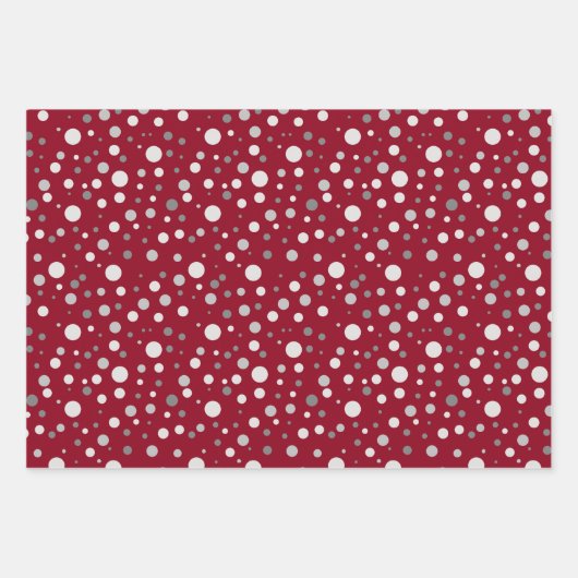 Einfache moderne Platinsilber Graue Polka Dot Geschenkpapier Set (Vorderseite 3)