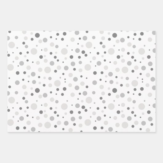 Einfache moderne Platinsilber Graue Polka Dot Geschenkpapier Set (Vorderseite)