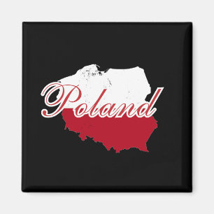 Einfache moderne Polen Flaggenkarte Souvenir Magnet