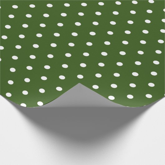 Einfache moderne Polka Dot Dunkelgrün und Weiß Geschenkpapier (Ecke)