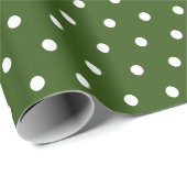 Einfache moderne Polka Dot Dunkelgrün und Weiß Geschenkpapier (Rolleneckpunkt)