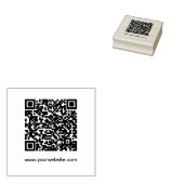 Einfache moderne QR-Briefmarke und Website Holzkun Gummistempel (Stempel)