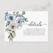 Einfache moderne QR Code Dusty Blue Floral Wedding Begleitkarte (Vorderseite)