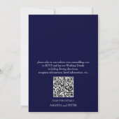 Einfache moderne QR-Code Floral Navy Hochzeit Einladung (Rückseite)