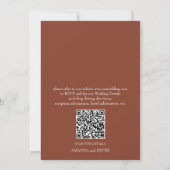 Einfache moderne QR Code Floral Terracotta Wedding Einladung (Rückseite)
