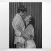 Einfache moderne QR Code Foto Elegante Hochzeit Dreifach Gefaltete Einladung (Innenseite Mitte)