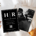 Einfache moderne QR-Code für das Hochzeitssymbol Save The Date<br><div class="desc">Die Einführung unseres Single-gram Black Chic Simple Modern QR Code - eine elegante und raffinierte Wahl für Paare, die eine zeitgemäße Touch für ihre Hochzeitsankündigungen suchen. Diese Schwarz-Weiß-Save the Date-Karte verbindet modernen Minimalismus mit zeitloser Eleganz und gibt den Ton für ein elegantes und unvergessliches Fest an. Die Aufnahme eines QR-Codes...</div>