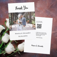 Einfache moderne QR-Code Hochzeit Foto danke Karte