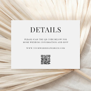 Einfache moderne QR-Code-Hochzeitsdetails Begleitkarte