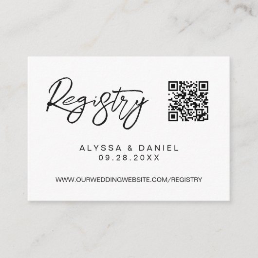 Einfache, moderne QR-Code Hochzeitsregistrierung Begleitkarte (Vorderseite)