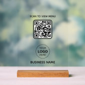 Einfache moderne QR-Code-Menü Geschäftsname und Lo Acrylschild (Neutral)