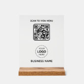 Einfache moderne QR-Code-Menü Geschäftsname und Lo Acrylschild (Vorderseite)