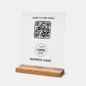 Einfache moderne QR-Code-Menü Geschäftsname und Lo Acrylschild (Winkel)