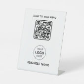 Einfache moderne QR-Code-Menü Geschäftsname und Lo Sockelschild (Vorderseite)
