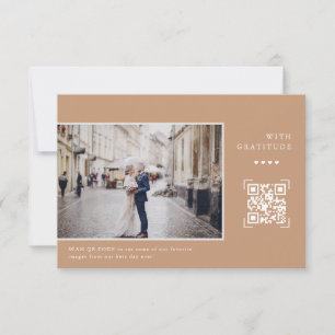 Einfache moderne QR-Codes Hochzeitsszenario Foto Dankeskarte