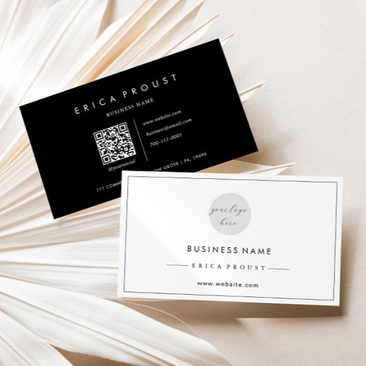 Einfache moderne QR-Codes in Schwarz und Weiß Visitenkarte