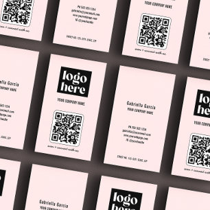 Einfache moderne QR-Logos Rosa Visitenkarte