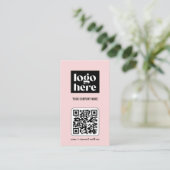 Einfache moderne QR-Logos Rosa Visitenkarte (Stehend Vorderseite)