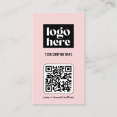 Einfache moderne QR-Logos Rosa Visitenkarte (Vorderseite)