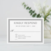 Einfache moderne Rahmen Elegante Hochzeitsstimmung RSVP Karte (Stehend Vorderseite)