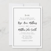 einfache, moderne Rahmen Hochzeitseinladung Einladung (Vorderseite)