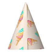 Einfache moderne Rainbow-Eis-Geburtstagsparty Partyhütchen (Rückseite)