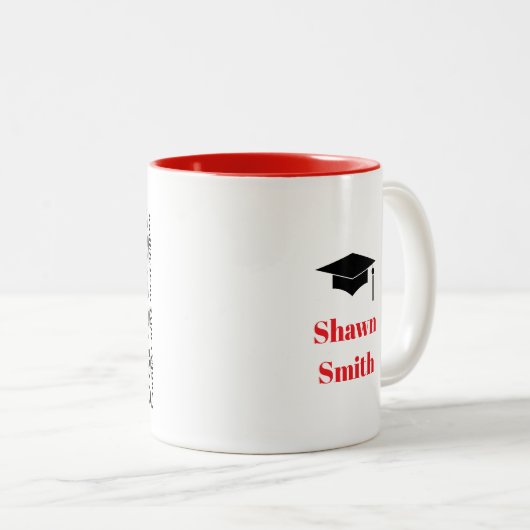 Einfache moderne RED Abschluss Keramik Tasse (VorderseiteRechts)