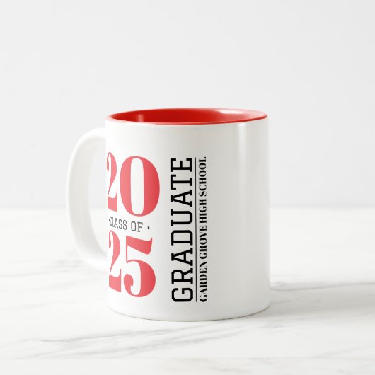 Einfache moderne RED Abschluss Keramik Tasse (Vorderseite Links)