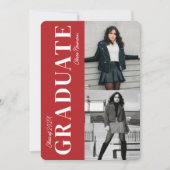Einfache moderne Red Foto Collage Graduation Party Einladung (Vorderseite)