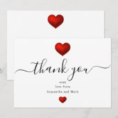 Einfache moderne Red Heart White Wedding Flat Card Einladung (Vorne/Hinten)