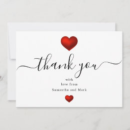 Einfache moderne Red Heart White Wedding Flat Card Einladung