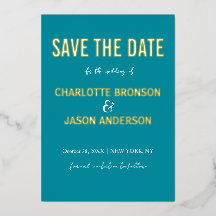 Einfache moderne Retro-Aquamarin Save the Date Gol